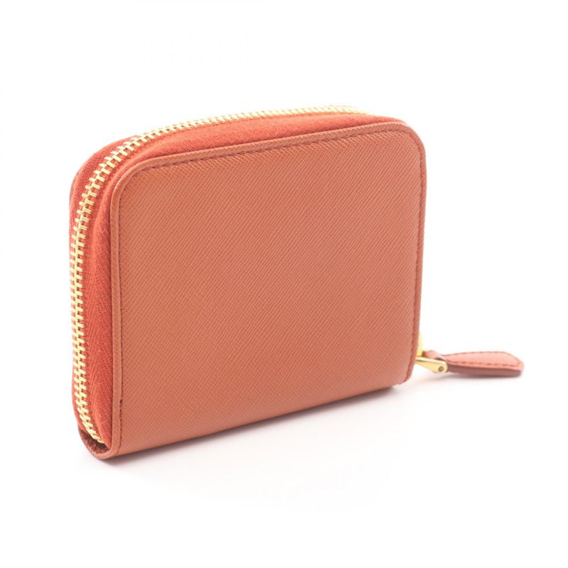 Prada Coin Case Saffiano Metal Orange Leather