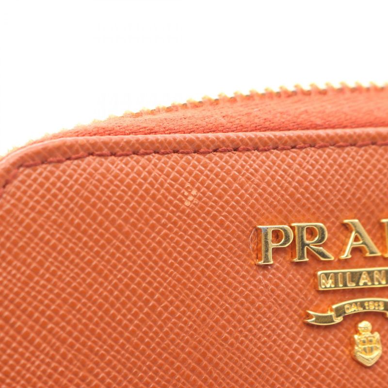 Prada Coin Case Saffiano Metal Orange Leather
