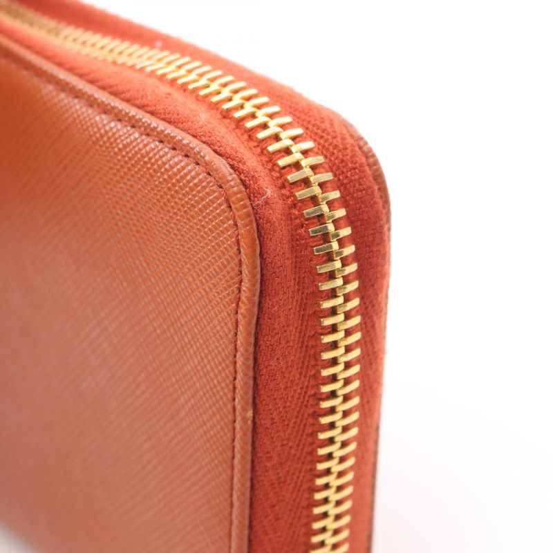 Prada Coin Case Saffiano Metal Orange Leather