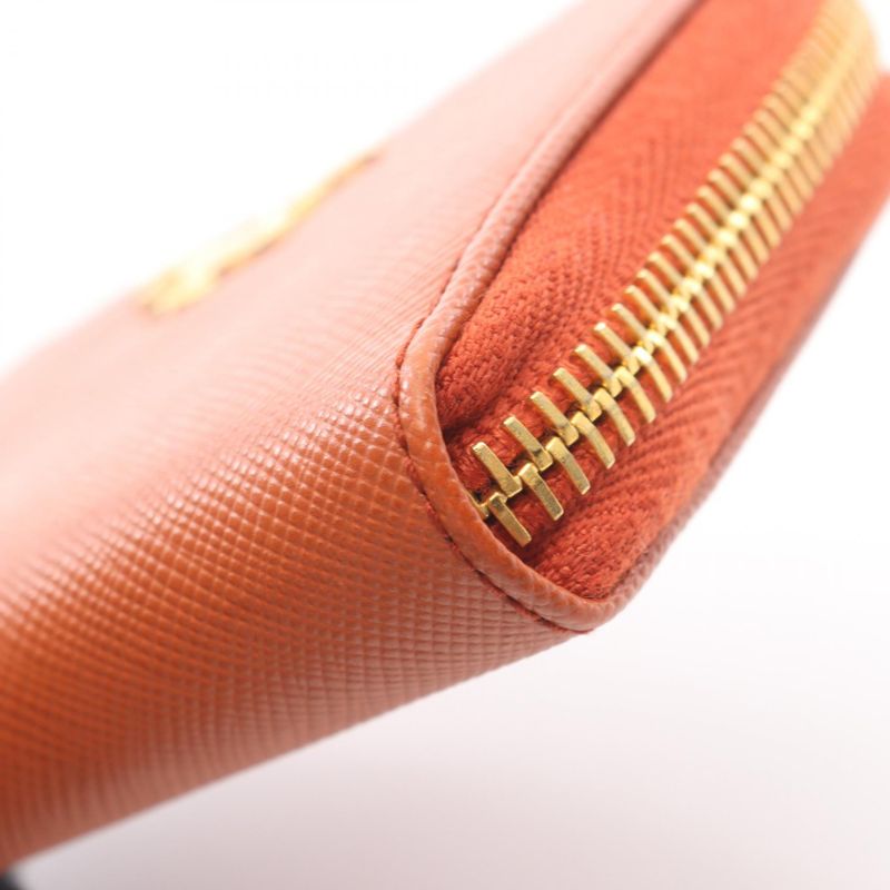 Prada Coin Case Saffiano Metal Orange Leather