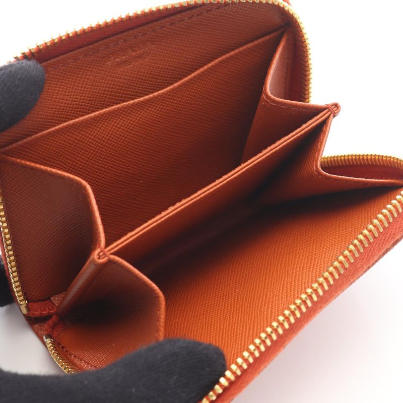 Prada Coin Case Saffiano Metal Orange Leather