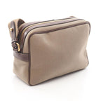 Prada Shoulder Bag Logo Jacquard Beige Brown Canvas Leather