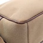 Prada Shoulder Bag Logo Jacquard Beige Brown Canvas Leather