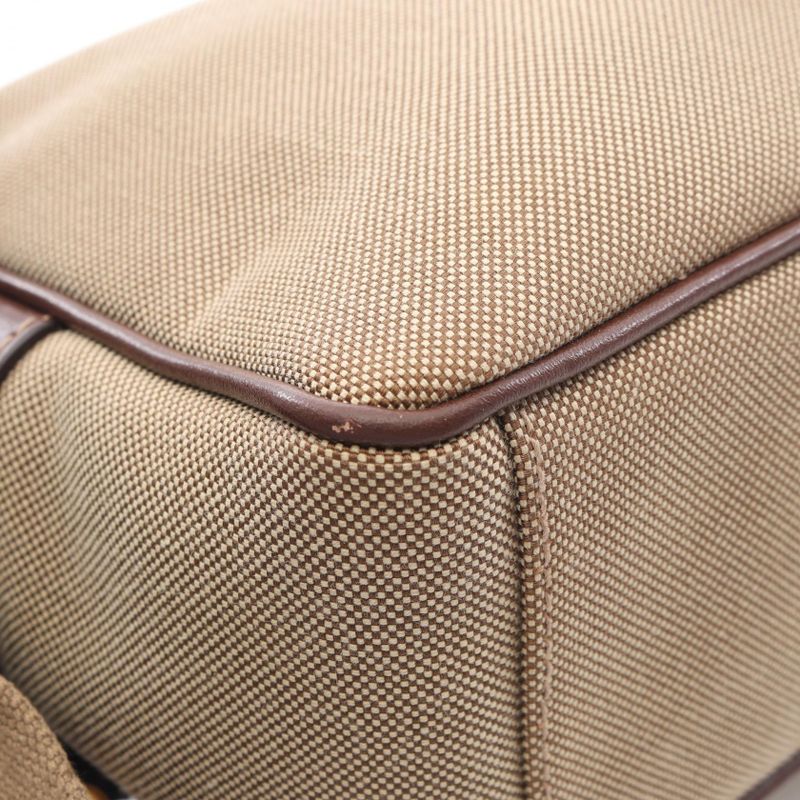 Prada Shoulder Bag Logo Jacquard Beige Brown Canvas Leather