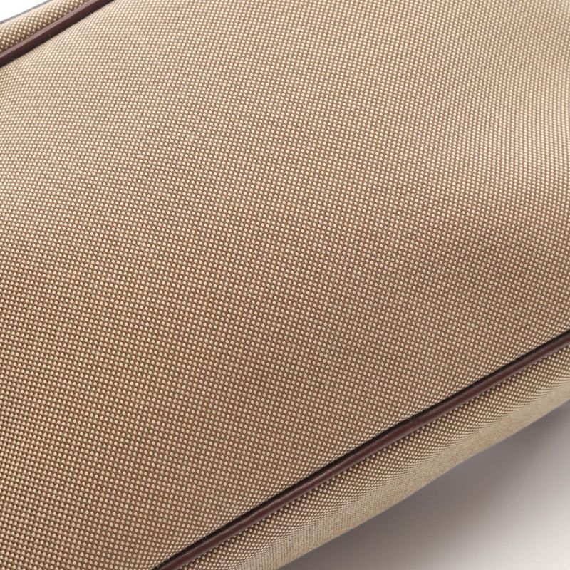 Prada Shoulder Bag Logo Jacquard Beige Brown Canvas Leather