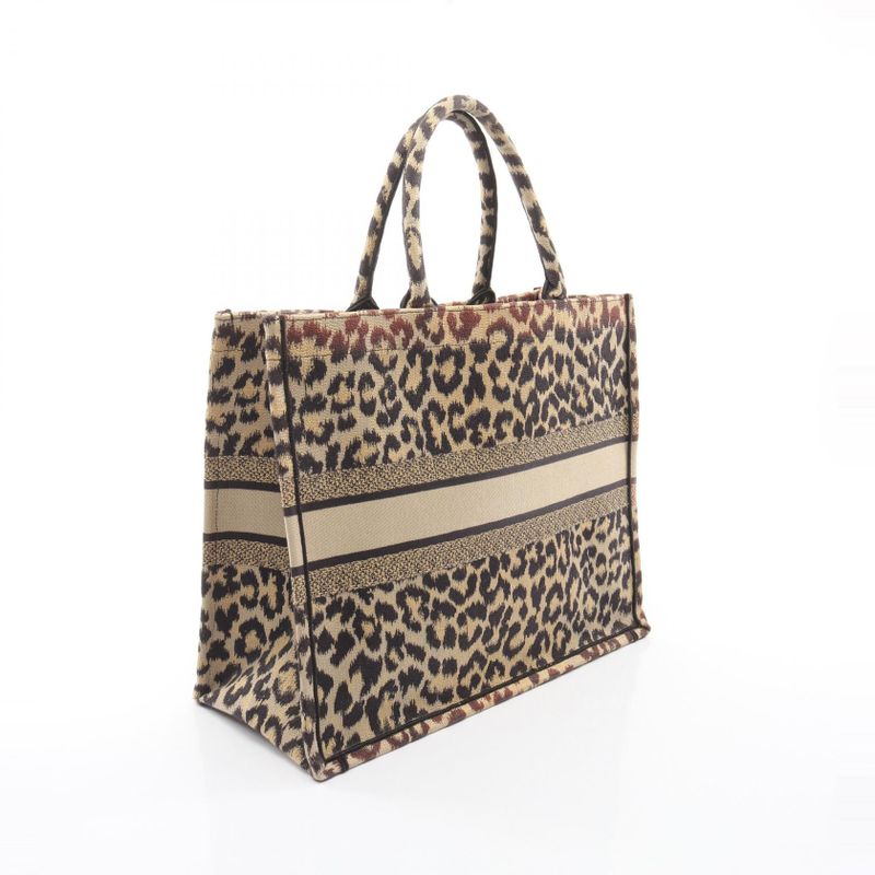 Dior Tote Book Beige Black Leopard Canvas