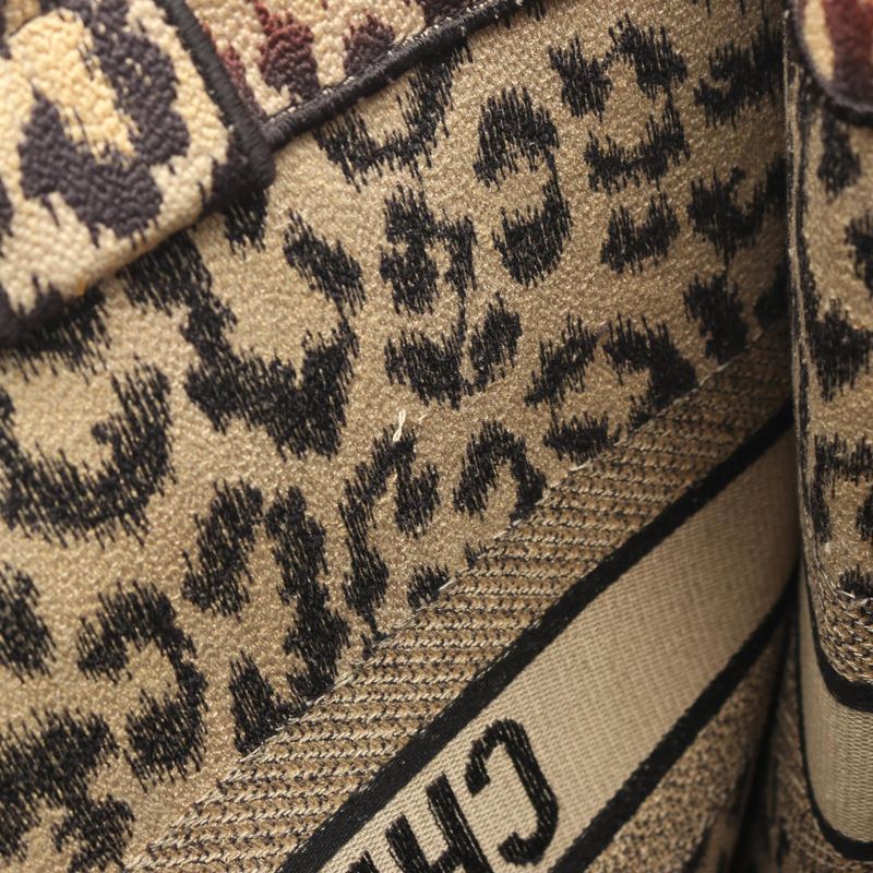 Dior Tote Book Beige Black Leopard Canvas
