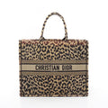 Dior Tote Book Beige Black Leopard Canvas