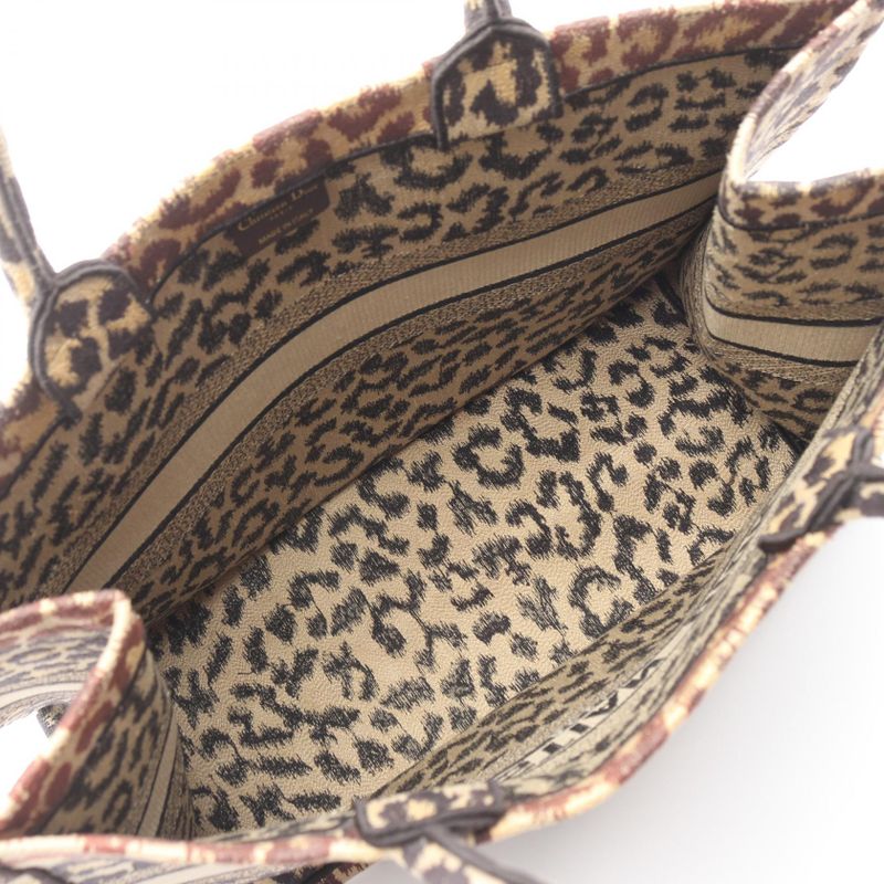 Dior Tote Book Beige Black Leopard Canvas