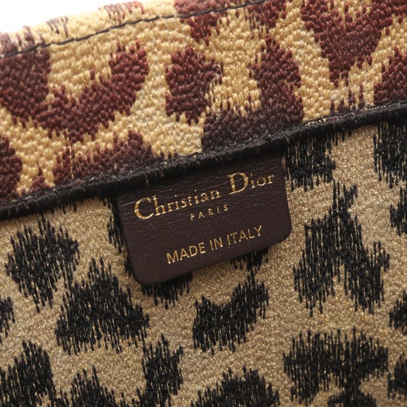 Dior Tote Book Beige Black Leopard Canvas