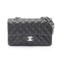 Chanel Shoulder Bag Quilted Double Flap Black Lambskin Chain