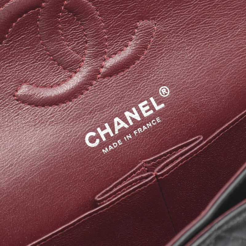 Chanel Shoulder Bag Quilted Double Flap Black Lambskin Chain