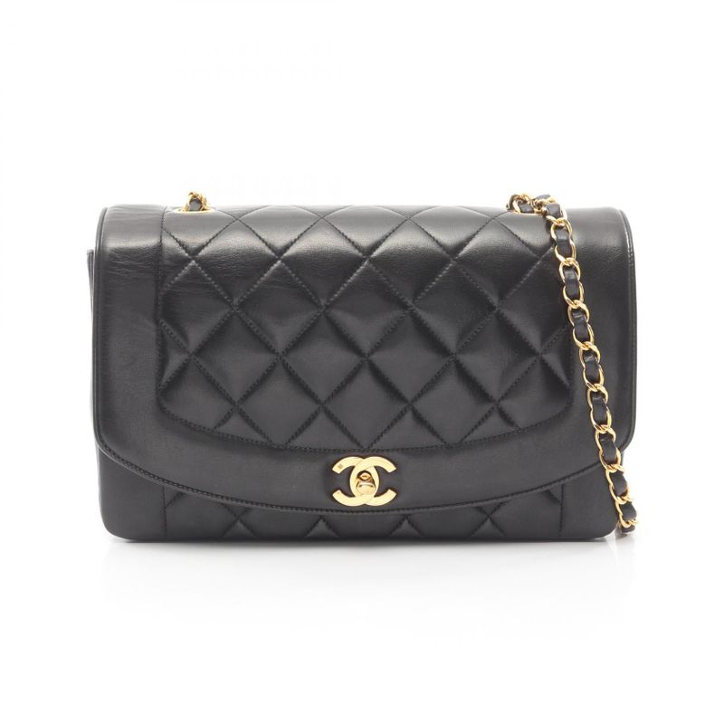 Chanel Shoulder Bag Quilted Diana Flap Black Lambskin