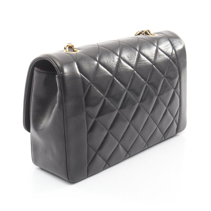 Chanel Shoulder Bag Quilted Diana Flap Black Lambskin