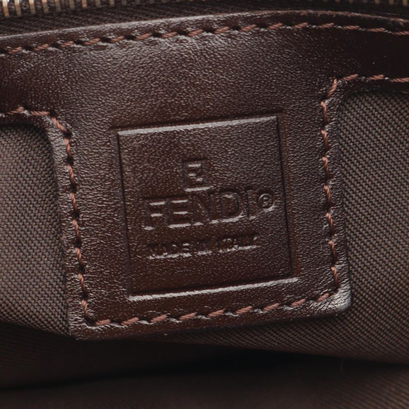 Fendi Tote Zucca Black Brown Canvas Leather Handbag