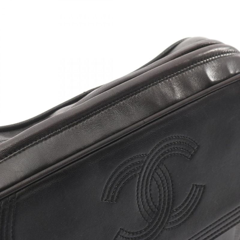Chanel Shoulder Bag CC Logo Black Lambskin Fringe