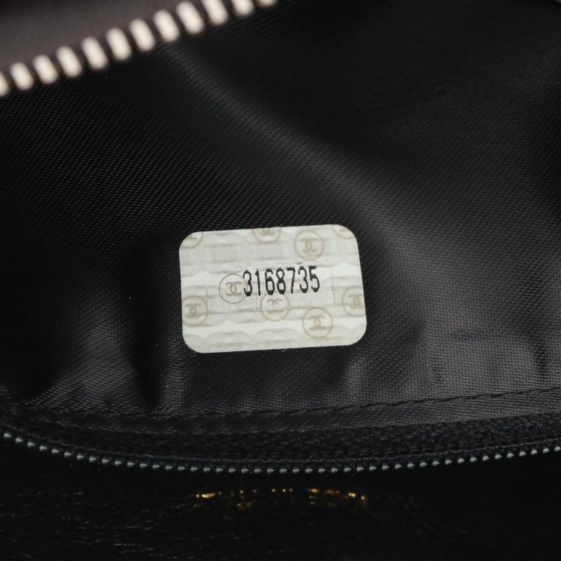 Chanel Shoulder Bag CC Logo Black Lambskin Fringe