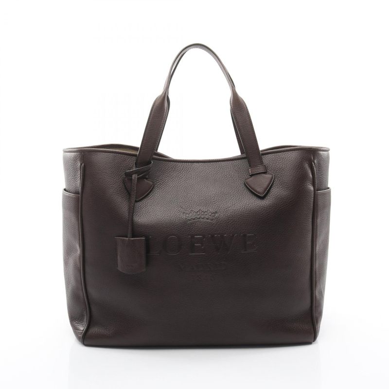Loewe Tote Heritage Dark Brown Leather Large
