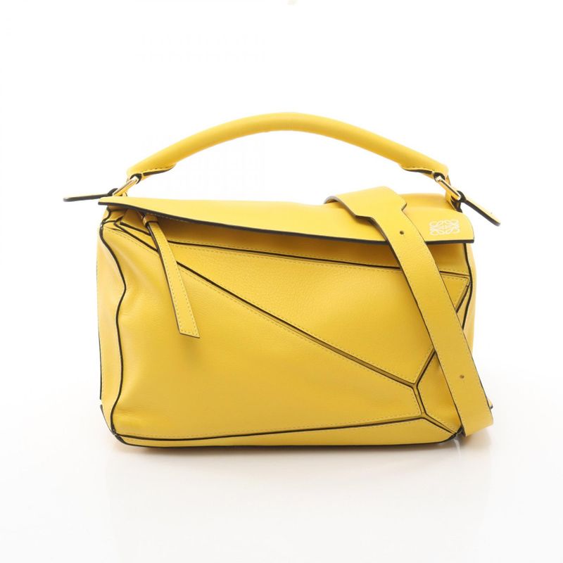 Loewe Handbag Puzzle Bag Yellow Leather