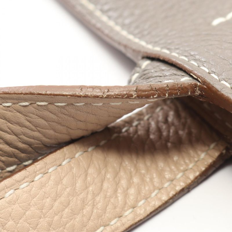 Hermes Tote Double Sens 45 Ethane Argil Leather Ethane Gray Beige