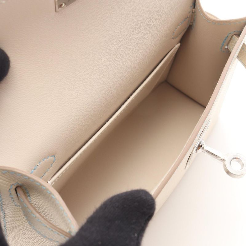 Hermes Handbag Mini Kelly 2 Cles Light Blue