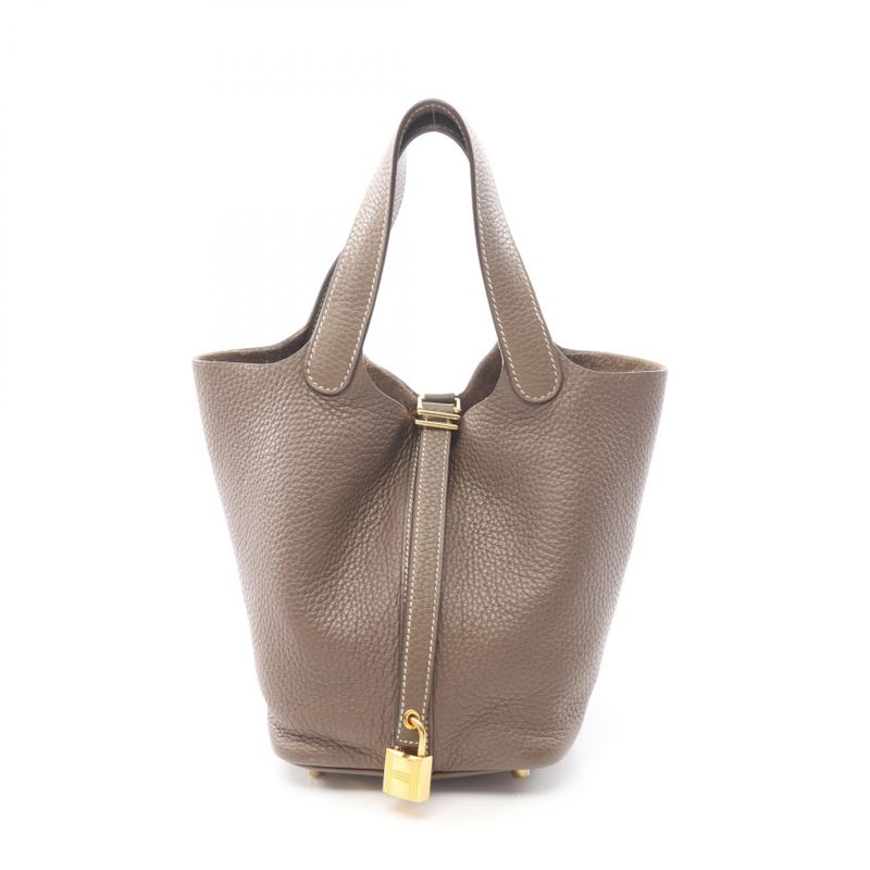 Hermes Handbag Picotin Lock PM Etoupe Leather Etoupe Gray
