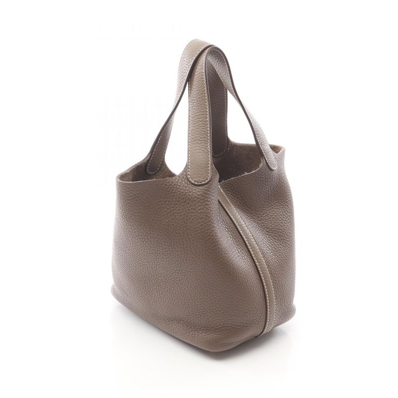 Hermes Handbag Picotin Lock PM Etoupe Leather Etoupe Gray