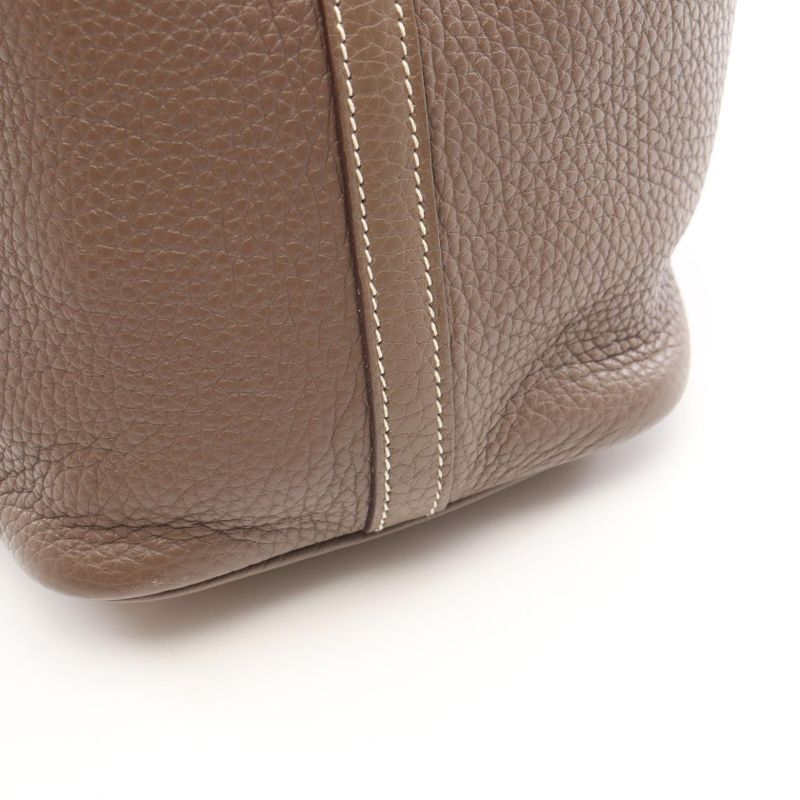 Hermes Handbag Picotin Lock PM Etoupe Leather Etoupe Gray