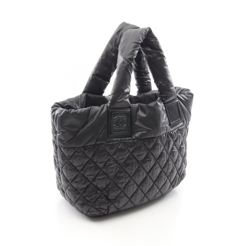 Chanel Tote Coco Cocoon Small Black Nylon Leather Black Bold