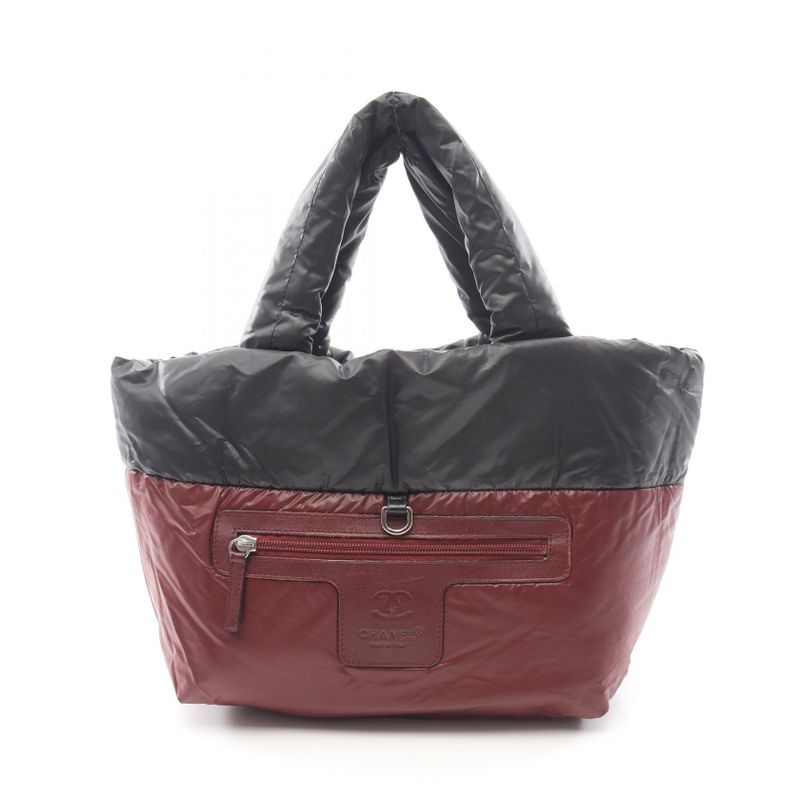 Chanel Tote Coco Cocoon Small Black Nylon Leather Black Bold