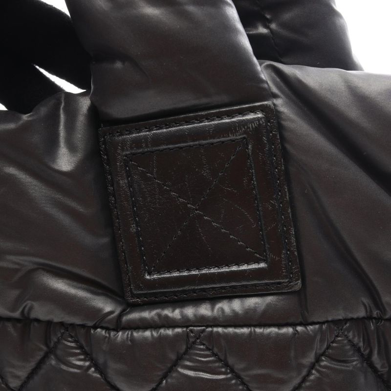 Chanel Tote Coco Cocoon Small Black Nylon Leather Black Bold