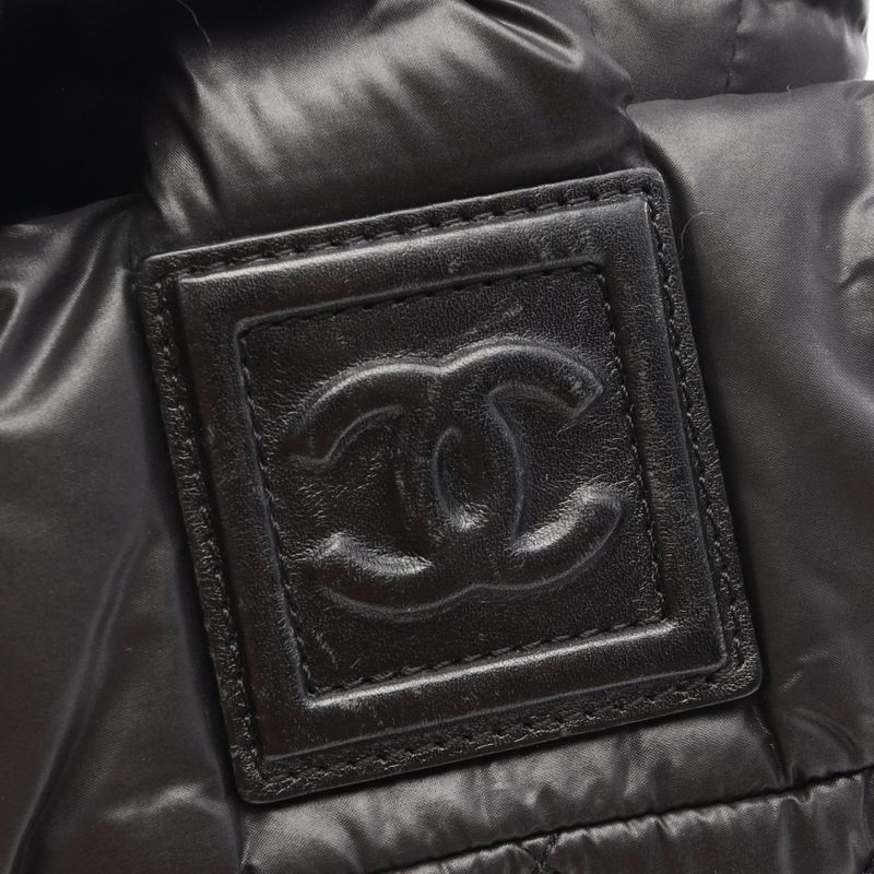 Chanel Tote Coco Cocoon Small Black Nylon Leather Black Bold