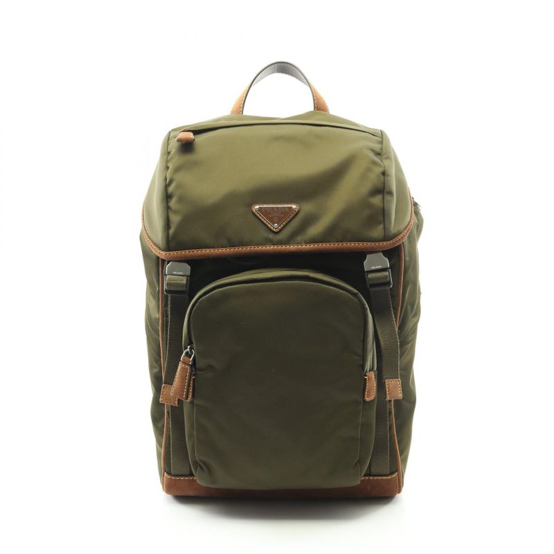 Prada Backpack Re-Nylon Khaki Nylon Brown