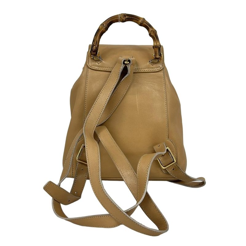 Gucci Backpack Bamboo Light Brown Drawstring Leather