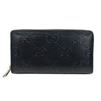 Gucci Wallet GG Emboss Zip Around Leather Black