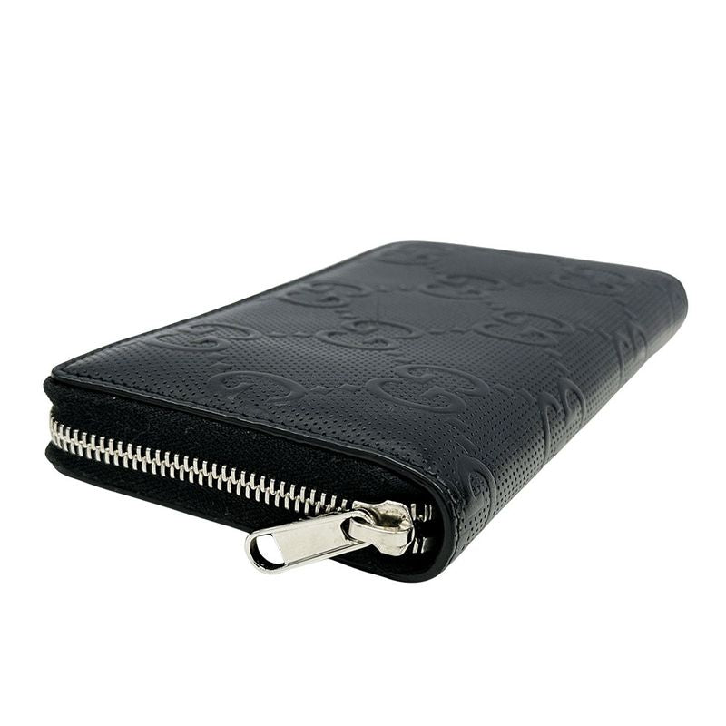 Gucci Wallet GG Emboss Zip Around Leather Black