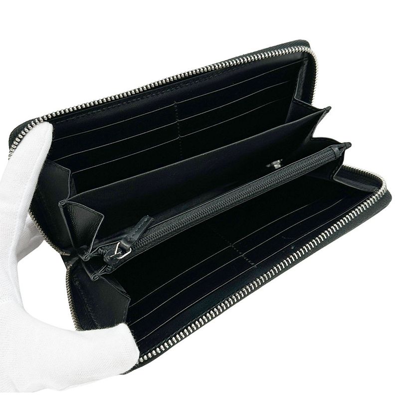 Gucci Wallet GG Emboss Zip Around Leather Black