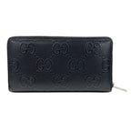 Gucci Wallet GG Emboss Zip Around Leather Black