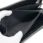 Gucci Wallet GG Emboss Zip Around Leather Black