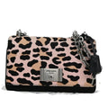 Prada Leopard Calf Hair Chain Shoulder Bag Pink Black Leather