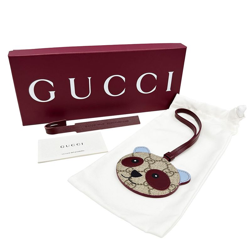 Gucci Charm GG Emblem Panda Beige Red