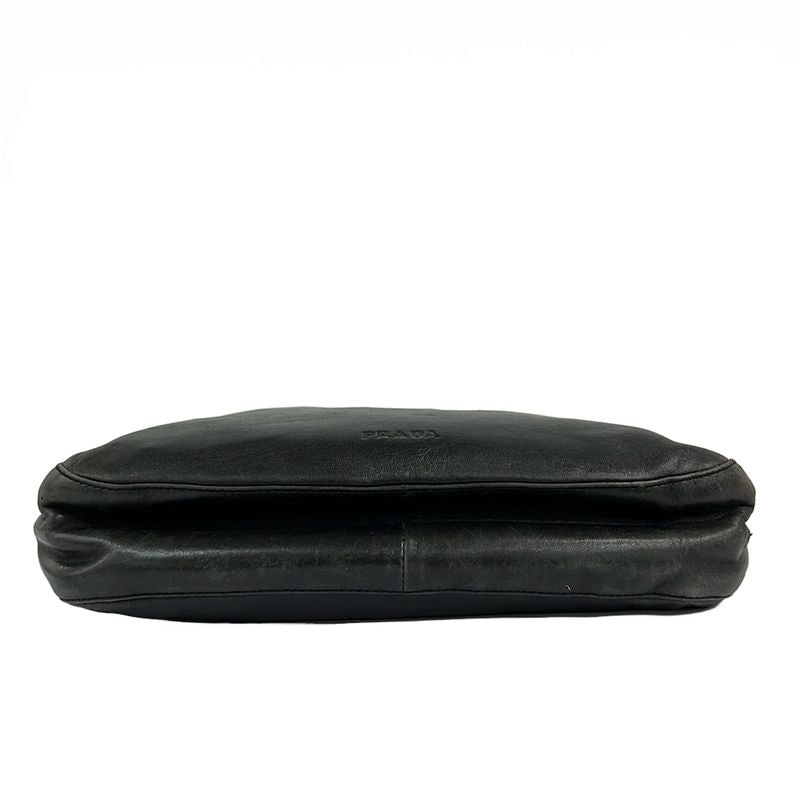 Prada Shoulder Bag Black Plastic Chain Leather