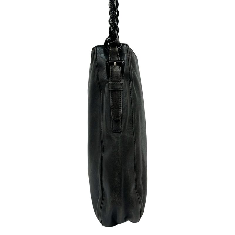 Prada Shoulder Bag Black Plastic Chain Leather