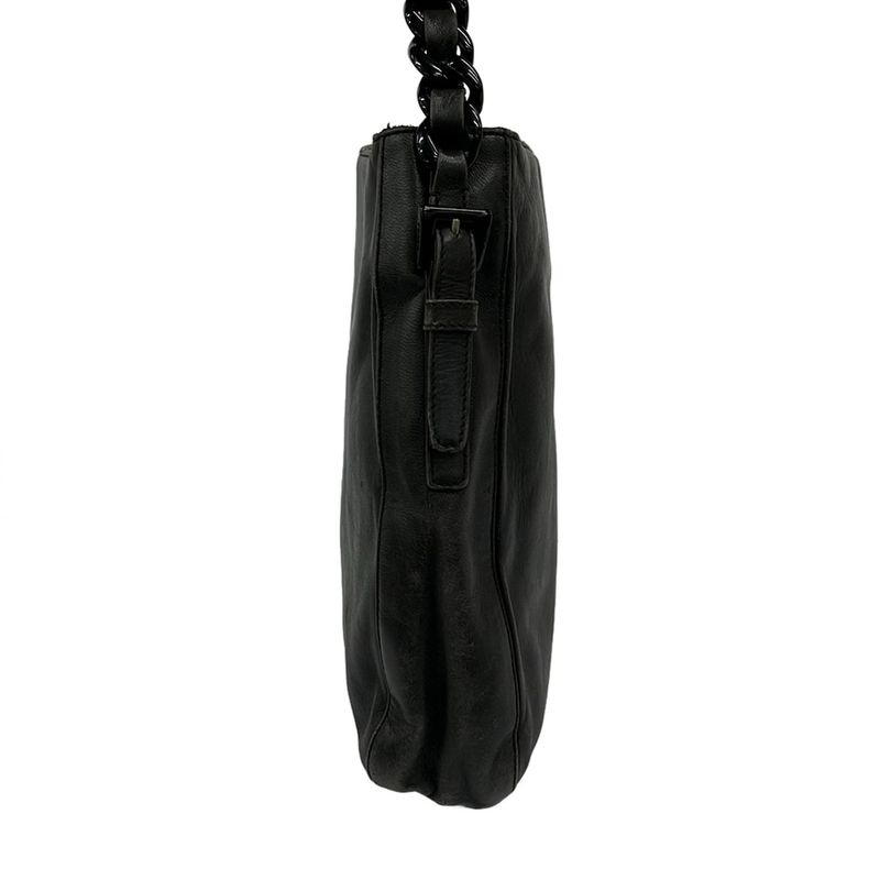 Prada Shoulder Bag Black Plastic Chain Leather