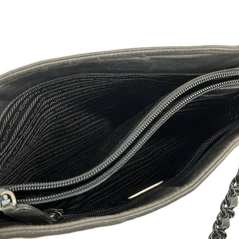 Prada Shoulder Bag Black Plastic Chain Leather