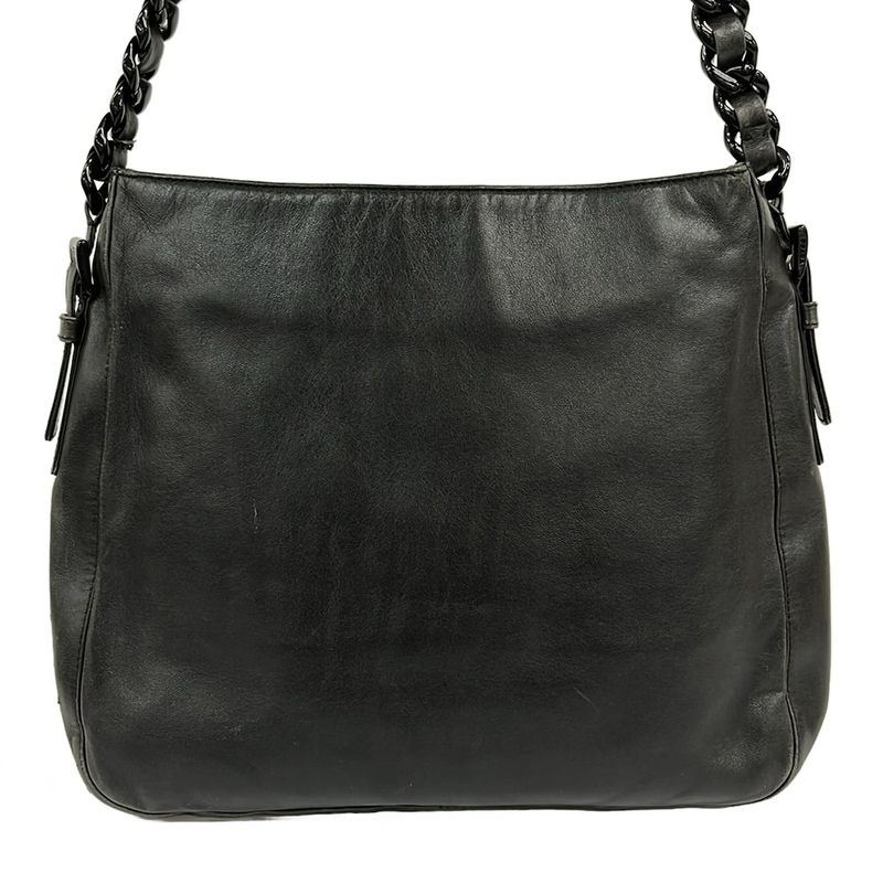 Prada Shoulder Bag Black Plastic Chain Leather