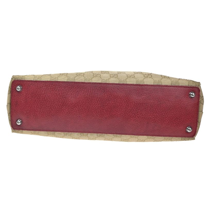 Gucci Shoulder Tote GG Canvas Red Beige Leather