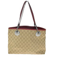 Gucci Shoulder Tote GG Canvas Red Beige Leather