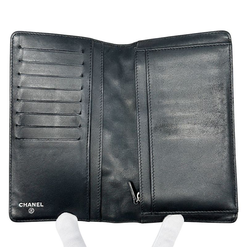Chanel Wallet Icon Enamel Black Silver