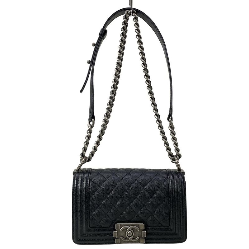 Chanel Shoulder Bag Boy Quilted Black Chain Vintage